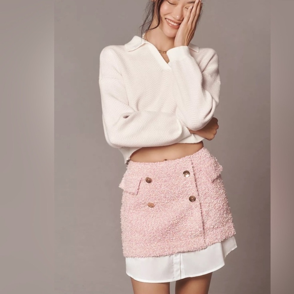 NWT Chic Pink Tweed Skirt Size 10